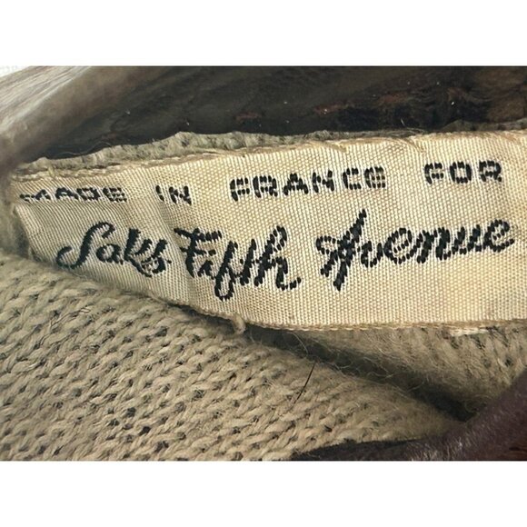 Vintage Saks Fifth Avenue Brown Leather Wool Lined Button Gloves Size 6.5 - Picture 3 of 7